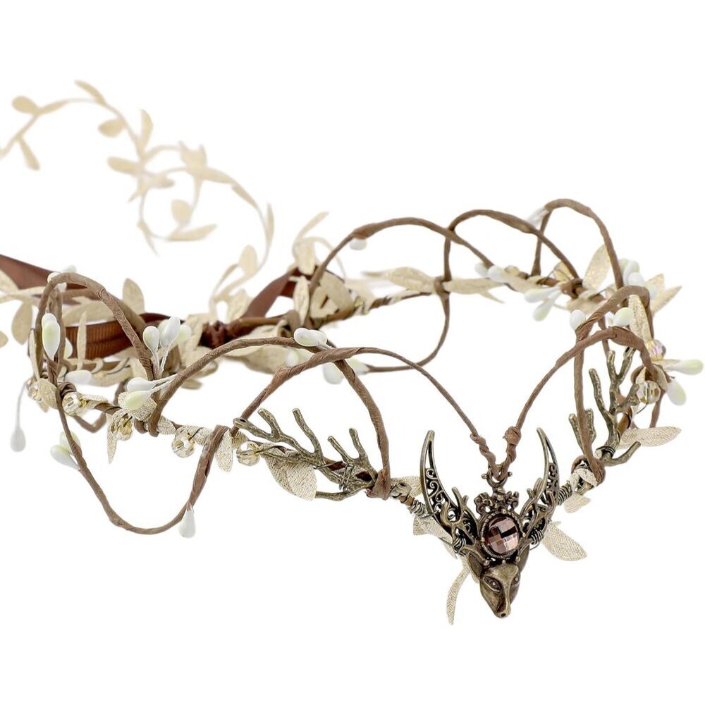 Woodland Flower Fairy Headpiece Faux Vines V-Shaped Crown for Cosplay Festival